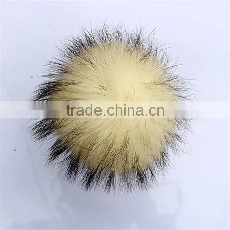 Wholesale Genuine Round Cute 15cm Colorful Raccoon Fur Ball for Beanie Hats