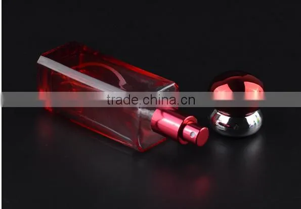 Portable travel 30 ml square glass pink perfume bottle perfume spray bottle