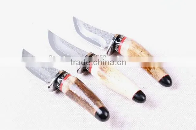 OEM Wild Antlers Deer Horn Damascus small collection knife