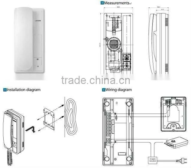 1&1 wiring intercom/audio door phone for single house