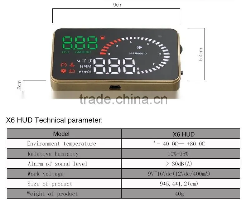 New Universal OBD HUD 3" Car Hud Head Up Display Plug Play KM/miles display Speeding alarm