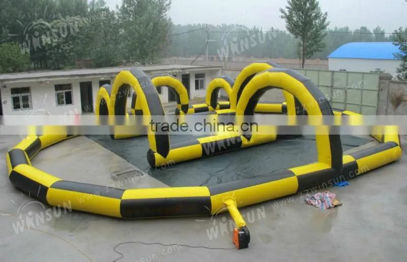 Specially designed cheap PVC inflatable sports game cheap inflatable go kart track