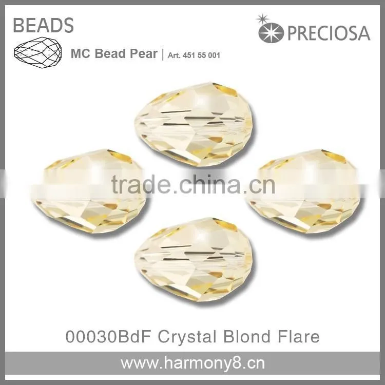 Crystal Blond Flare Glass Beads of Machine Cutting Pear Shape