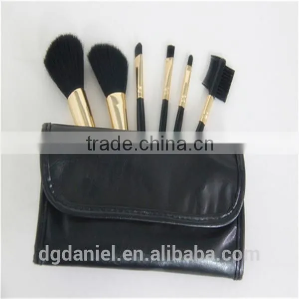 6pcs Black and Gold Mini detangle hair brush set makeup brush set black factory