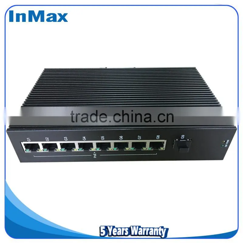 9 port Gigabit PoE Industrial network Switches, Up to 30 watts output of each PoE port P509A