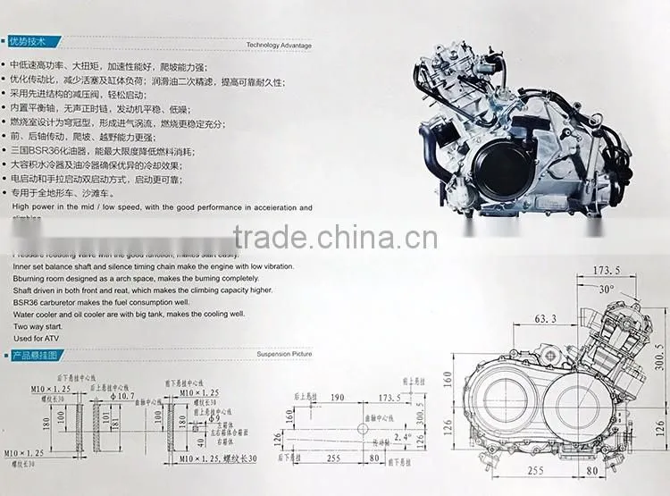 Chinese Cheap 500cc/600cc/650cc Engine Motor Water cooled Balance Top QuanlityFor ATV