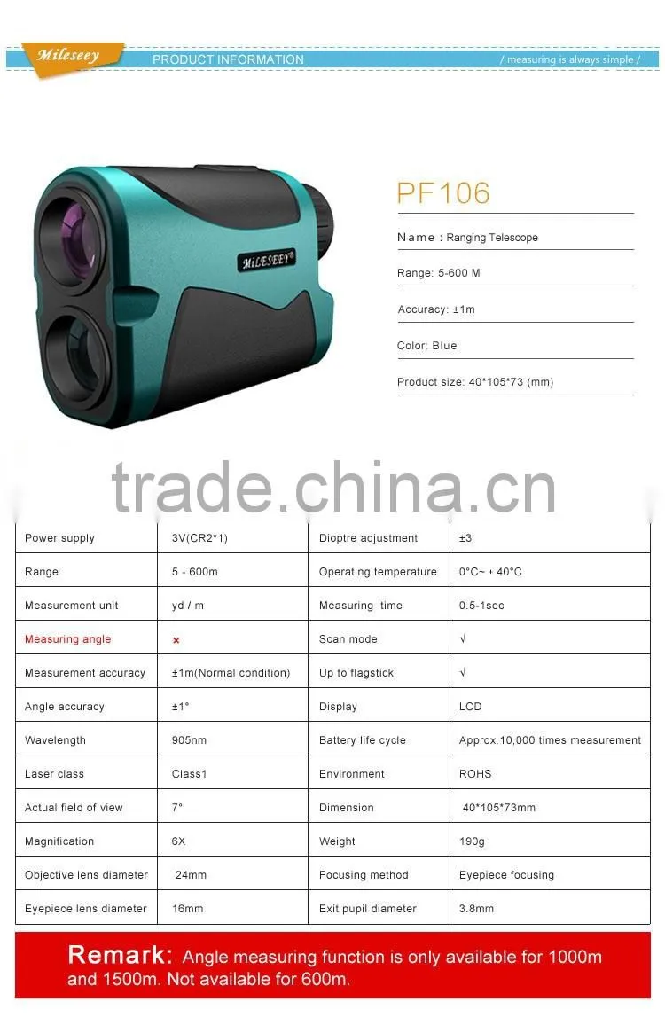 600M Hunting Using Laser Range Finder Scope Golf Range Finder Golf Distance Measurement