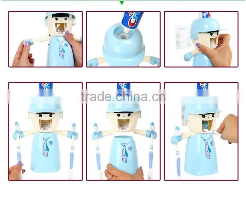 kids automatic toothpaste dispenser toothbrush holder tumbler set