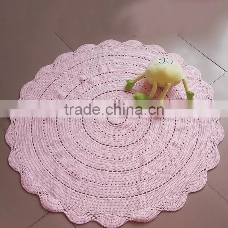 Wholesale cotton material nursery room floor round crochet rug