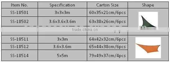 High density HDPE virgin beige color sun triangle shade sail