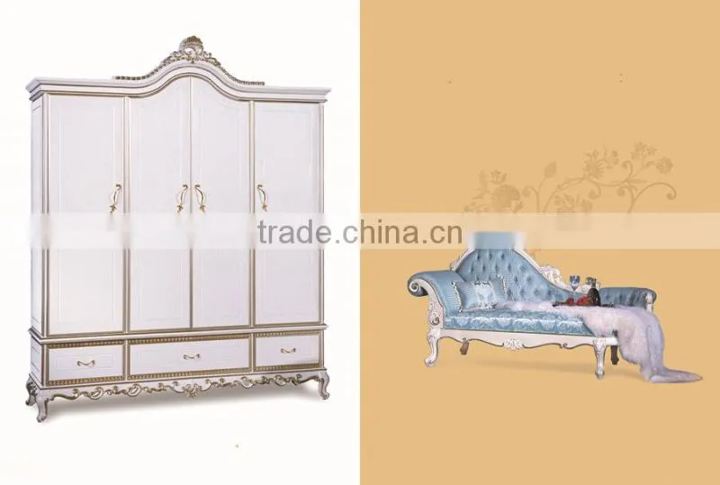 Bisini Royal Wardrobe Furniture, Luxury 3 Door Solid Wood Wardrobe Bedroom Furniture, White Bedroom Wardrobe