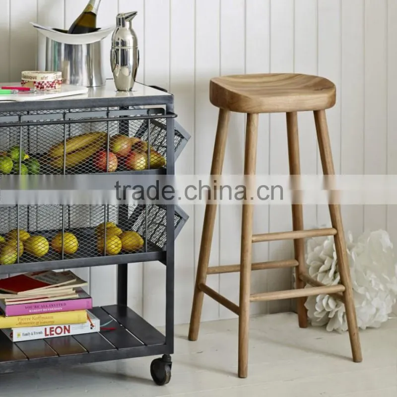Rustic Solid Wooden Long Leg Stool