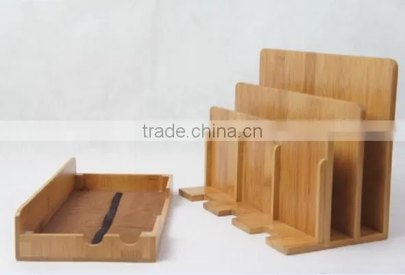 Bamboo Multi Device Cord Organizer Stand and Charging Station for Phone and Tablets