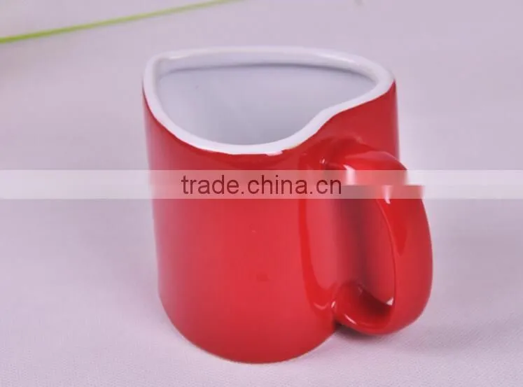250ml Red heart ceramic mug with handle Red coffee mug Red drinking mug