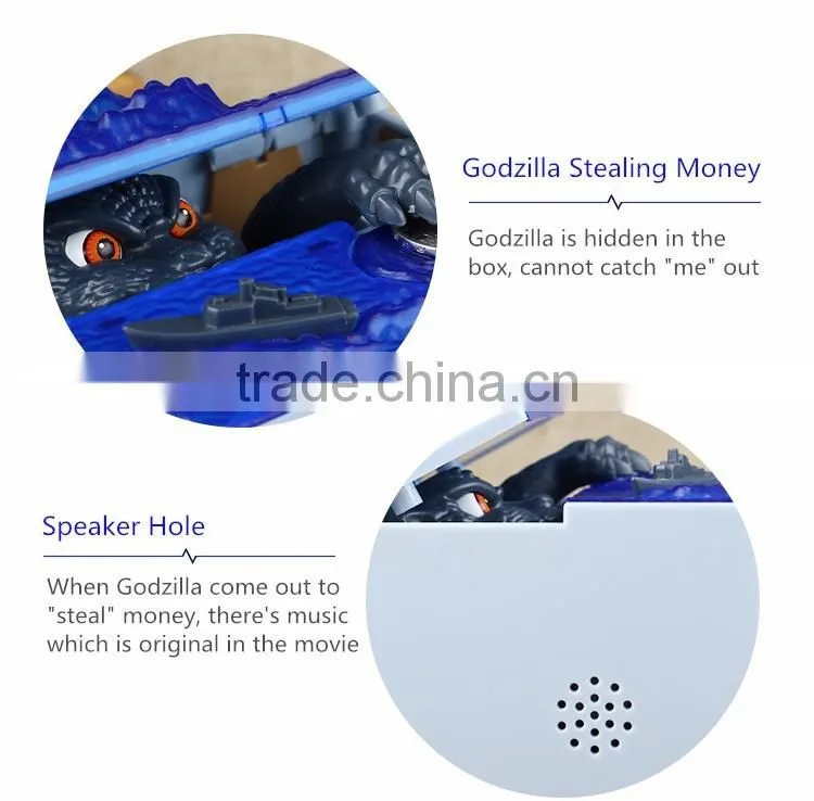 Latest Arrival Music Fancy Godzilla Stealing Money Piggy Bank, Electric Decorative Novelty Monster Coin Bank For Kids