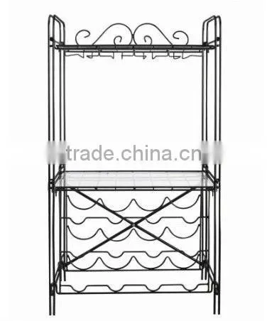 Black Metal Wine and Glass Floor Standing Rack