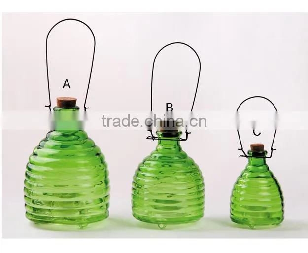 3 sizes Colored glass wasp trap hanging glass bee catcher, glass pest catcher