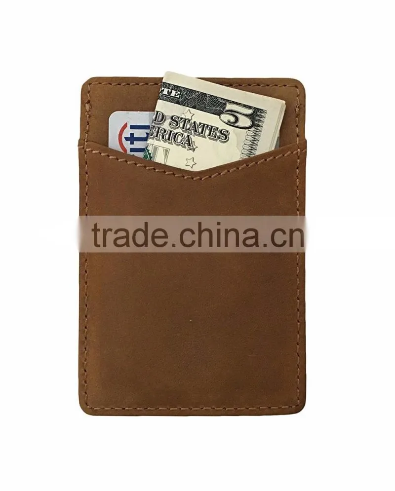 Card Sleeve Slim Wallet full grain leather Front Pocket RFID Blocking Minimalist Card Holder