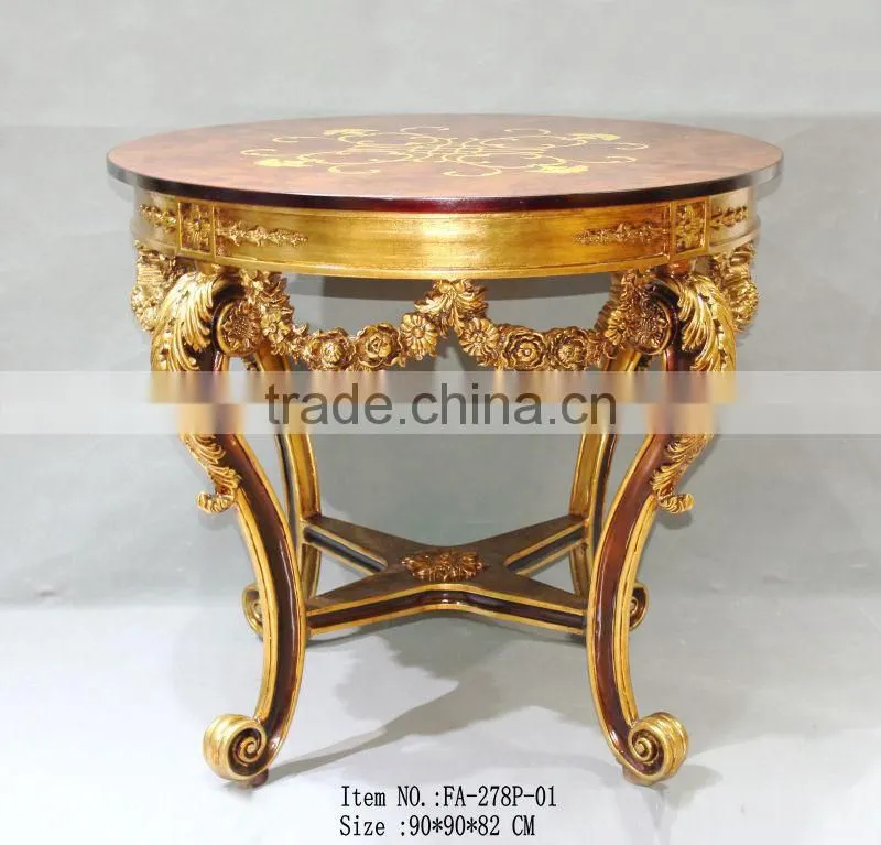 Living Room Traditional Round Shape Glass Top Center Table Design