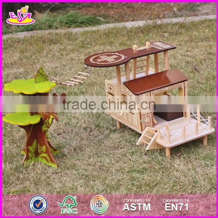 2017 New products indoor children toys wooden treehouse dollhouse W03B059