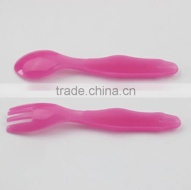 Factory sale soft PP baby spoon with fork baby spoon Tableware set