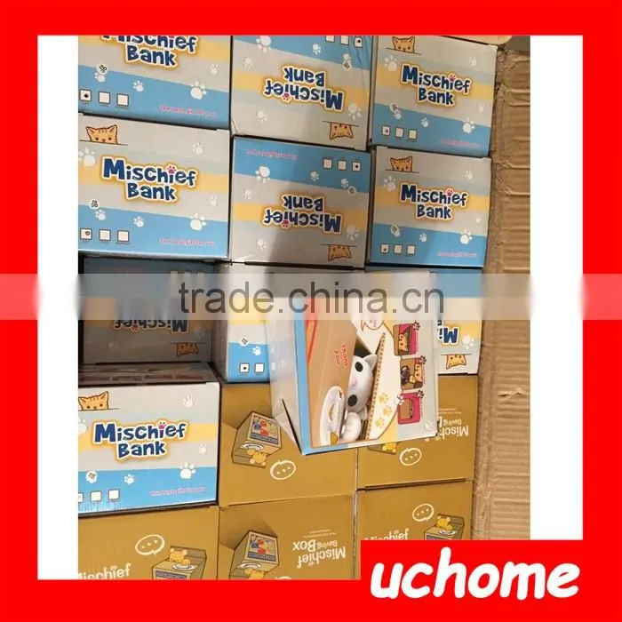 UCHOME Factory wholse piggy bank/cat stealing saving money box/plastic coin bank