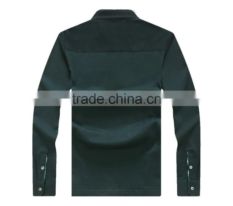 Men's Pique knit long sleeve t shirt 100%cotton