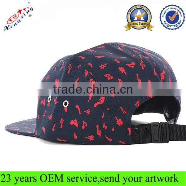 Music note fashion China flat brim custom-made 5 panel cap