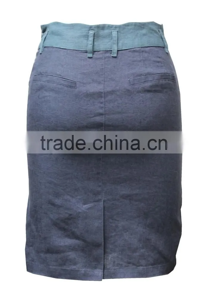 Factory OEM women high fashion plus size contrast color tight fitting knee length mature elagant wrap skirt