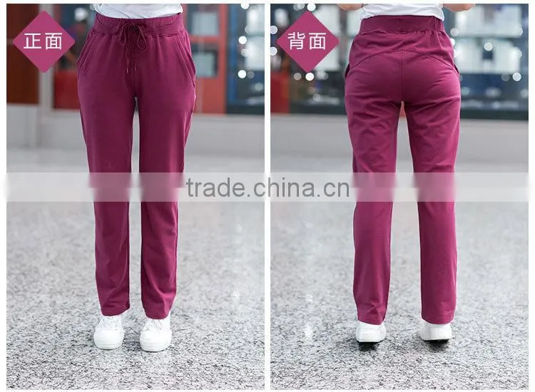 Wholesale Skinny Fitted 100% Polyester Spandex Yoga Sweat pants with Side Pocket for Women