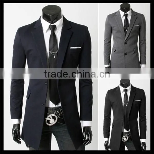 2016 latest european style velvet trendy business long blazer suit for man