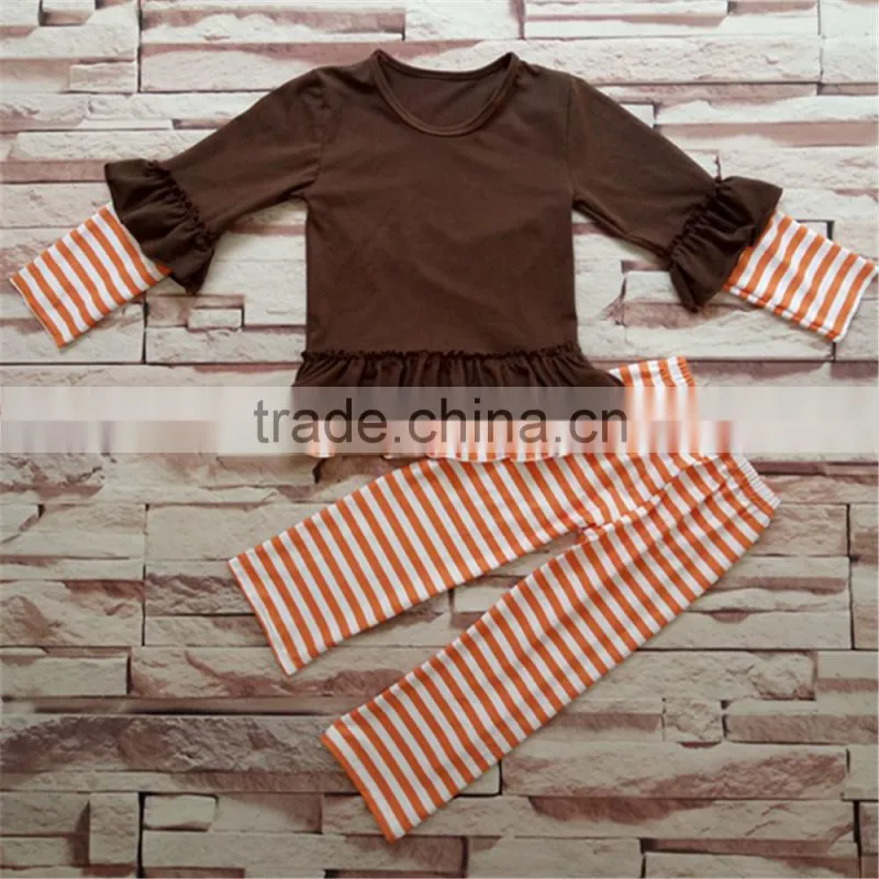 Wholesale children's boutique Halloween orange stripes patterned suit