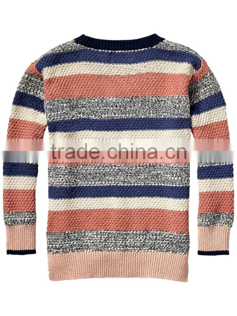 Stripe Crew Neck Boys Pullover Sweater Design