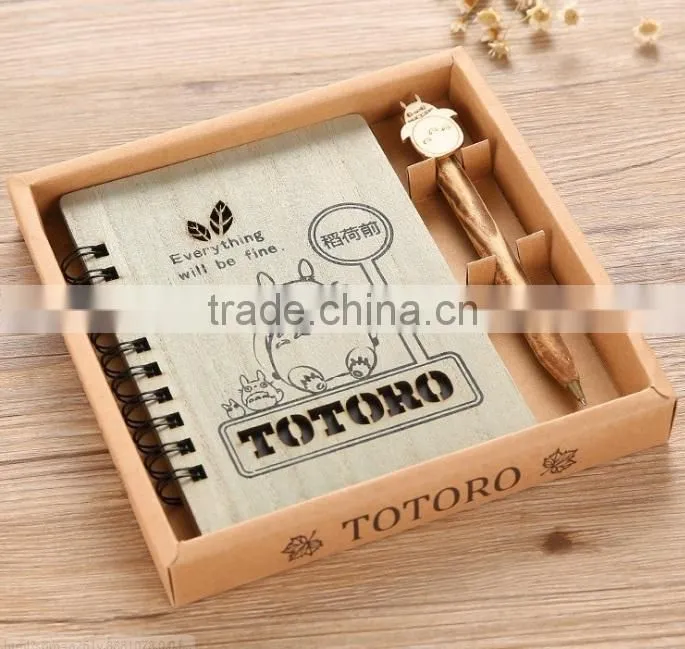 Wholesale cartoon my neighbor Totoro Anime Cute wood cover notebook for students