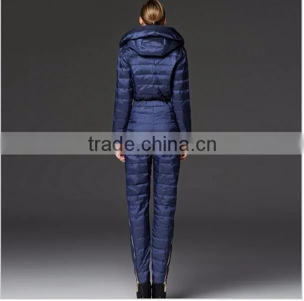 One Piece Down jumpsuits for lady Snow Wear Women's Down Coats Slim Bodysuit