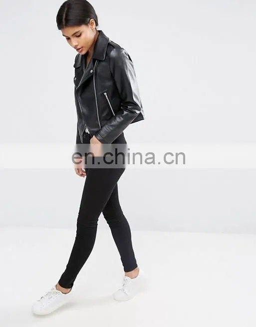 2017 latest fashion women motorcycle short leather jackets