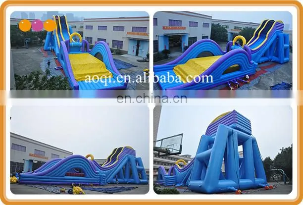 super fun high inflatable water slide with air jump bag for sale