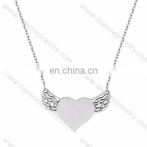 wholesale simple designs gegraveerd vliegend hart ketting stainless steel necklace