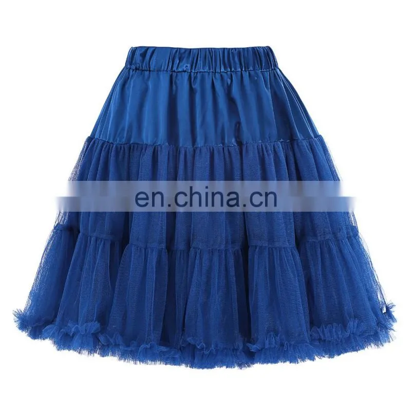 Belle Poque Luxury 3-Layers Soft Tulle Netting Blue Crinoline Petticoat Underskirt for Retro Vintage Dresses BP000226-4
