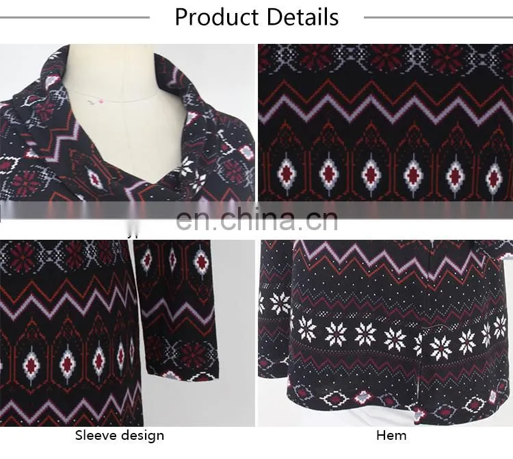 2017 Fall spandex turkish style plus size one piece digital printing ropa mujer tunic for woman