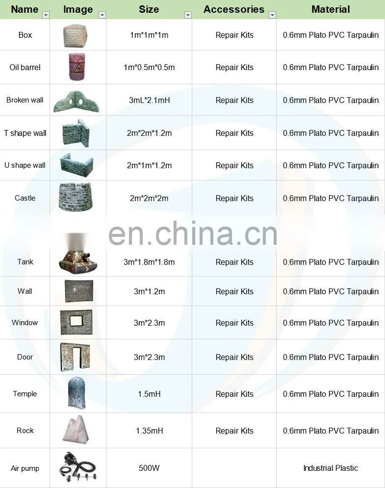Wholesale Inflatable Paintball Tank Bunker War Game Archery Laser Tag Air Barriers Equipment For Sale