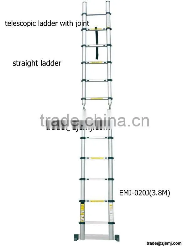 Multipurpose telescopic ladder with hinged middle