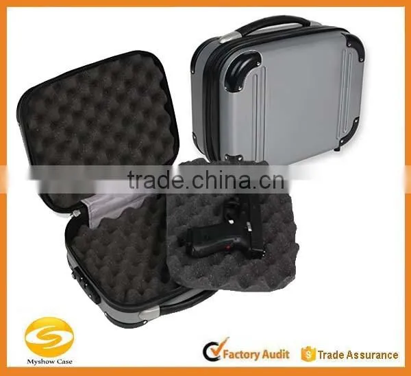 Grey Molded ABS polycarbonate Double Pistol Case,gun travel carrying case