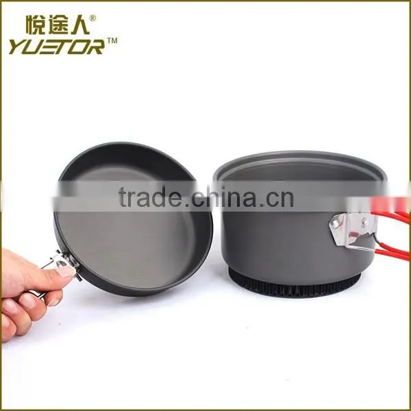 Compact Foldable Outdoor Camping Hiking Cookware Backpacking Cooking Picnic Pot Pan Bowl Set with Mesh Bag