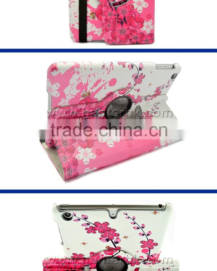 Pink Flower Rotating Tablet Case For iPad Mini 4
