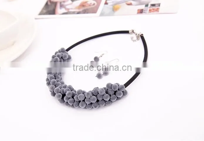 Wholesale new arriva personality statement jewelry set warm plush leather chain necklace set