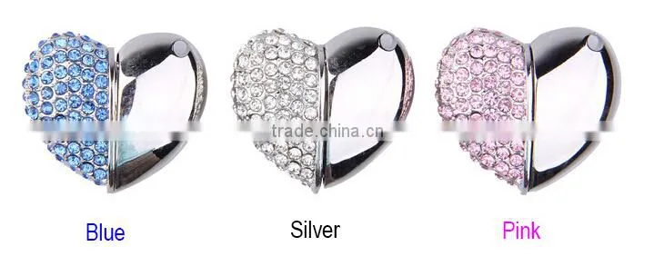 Heart-shaped Jewelry USB Flash Disk, Heart Shape Crystal USB Flash Drive