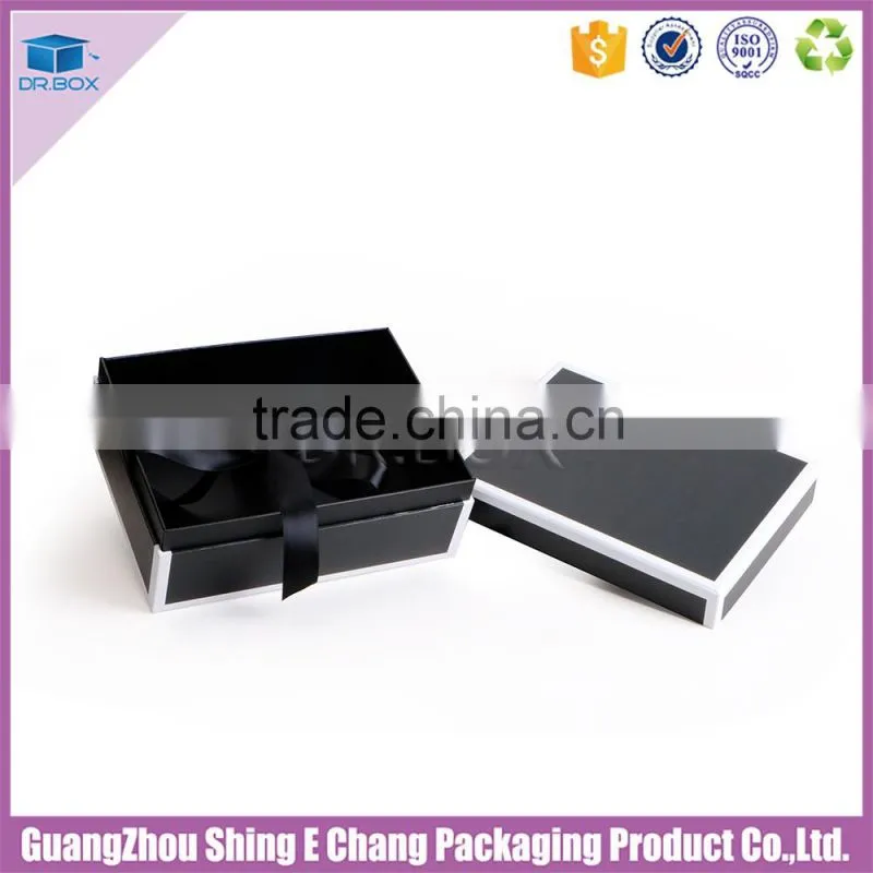 Luxury customized handmade artwork black cardboard printed rectangular gift packaging box/clothes packaging box