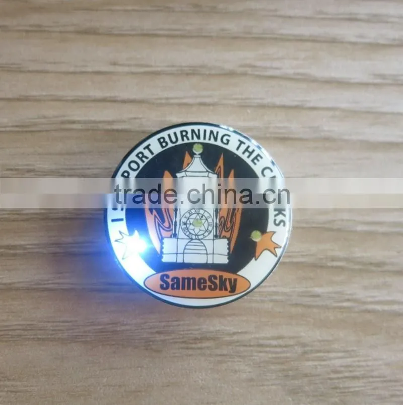 PC borad logo epoxy front switch Flahing LED brooch badges
