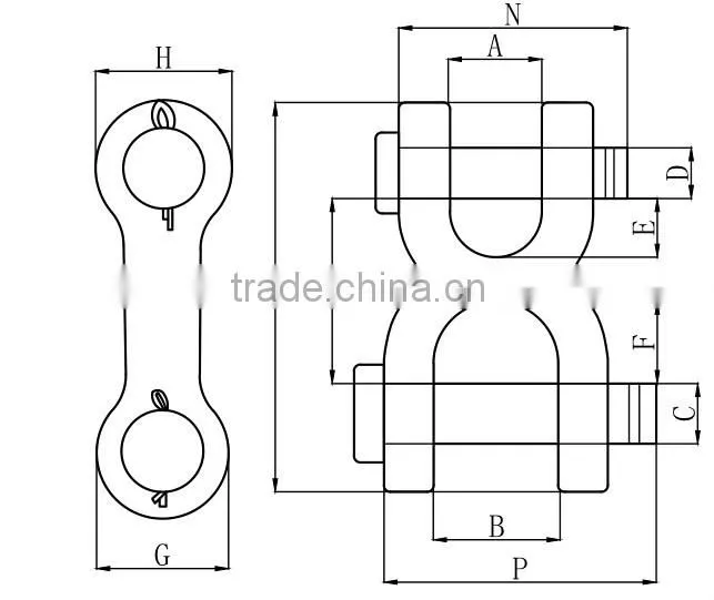 Galvanized S249 drop forged twin clevis links